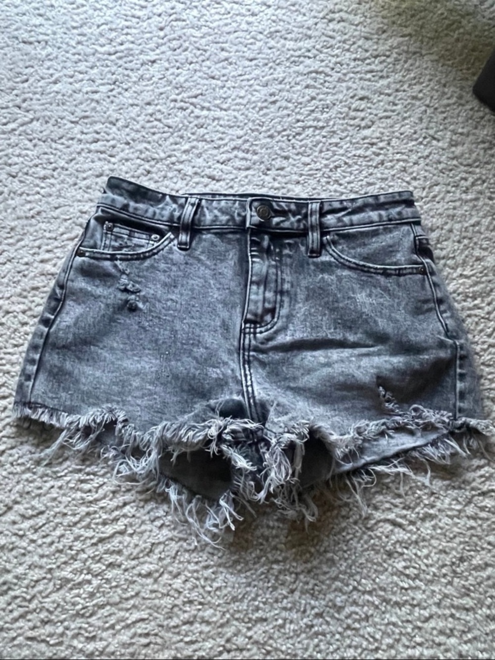 Windsor Washed Black/Gray Distressed Denim Shorts NWT